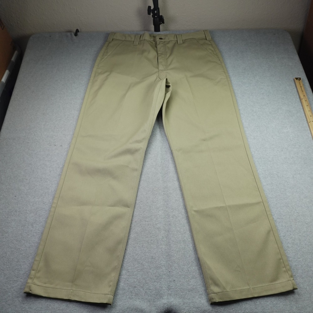 Carhartt Pants Mens 38x32 Khaki Relaxed Fit Twill Blended Work